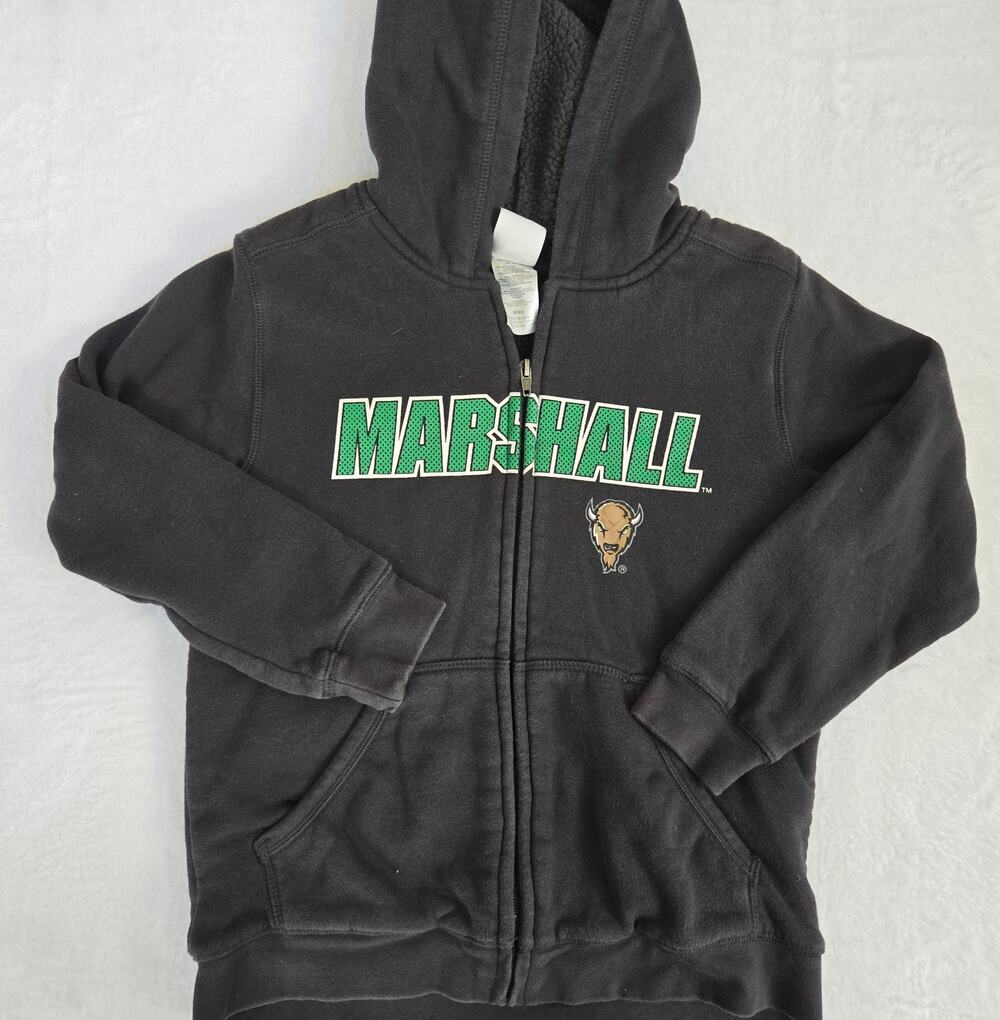 Marshall Thundering Herd Hoodie Youth M 8-10 Black NCAA Full Zip Logo
